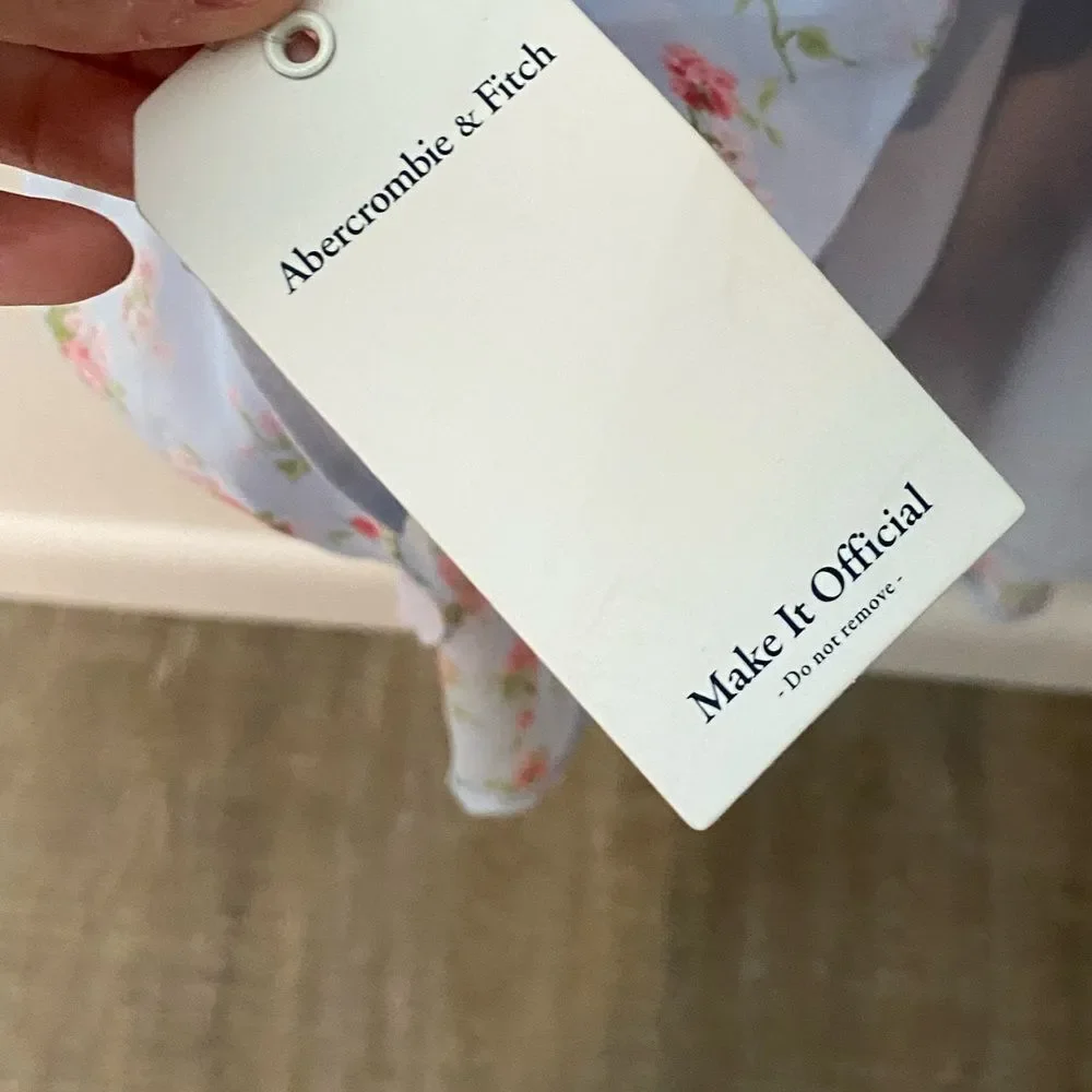 NWT Abercrombie & Fitch Ruffle Asymmetric Floral Maxi Dress S Fairycore Romantic